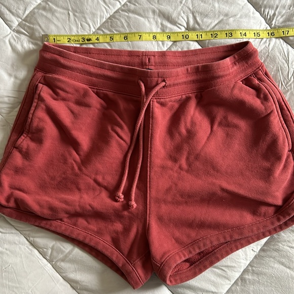 J.Crew University Terry Drawstring Shorts & Cropped Sweatshirt matching set red - Picture 4 of 15